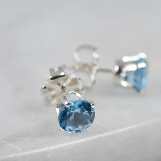 Silver and Blue Topaz Post Earrings