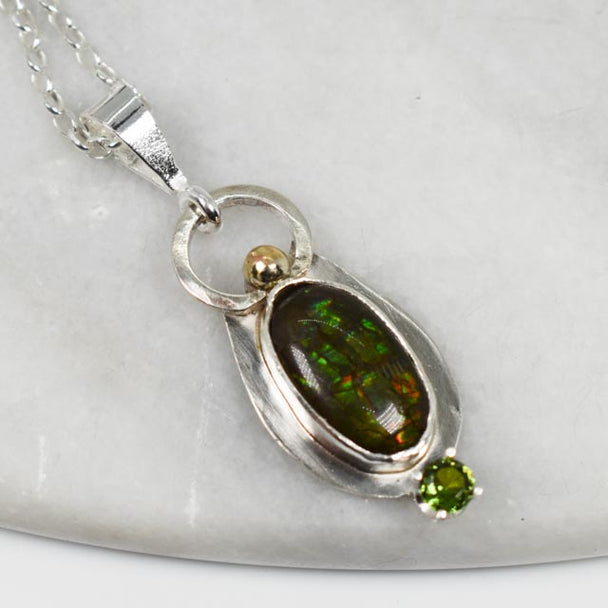Australian Opal and Peridot Necklace