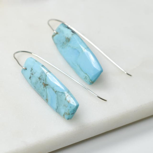 Turquoise Threader Earrings Silver