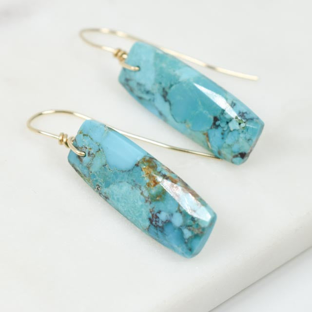 Turquoise Threader Earrings Gold Fill