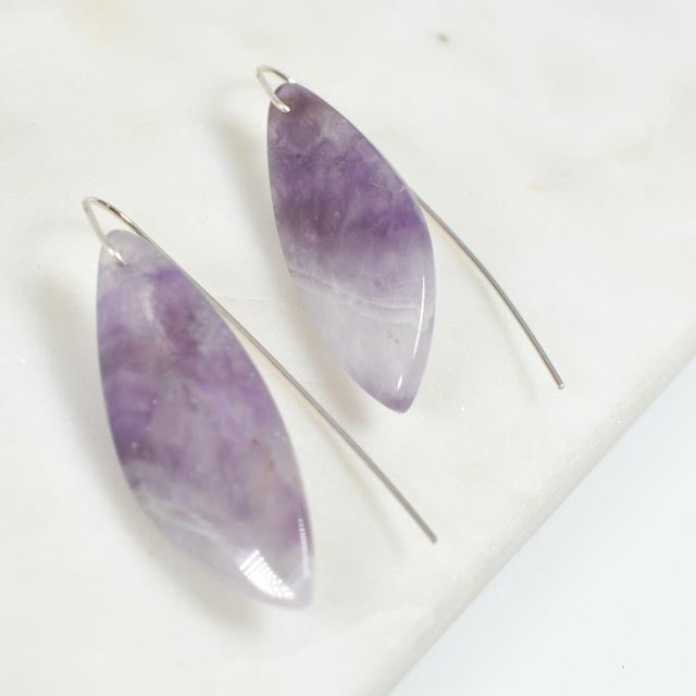 Silver Threader Amethyst Earrings