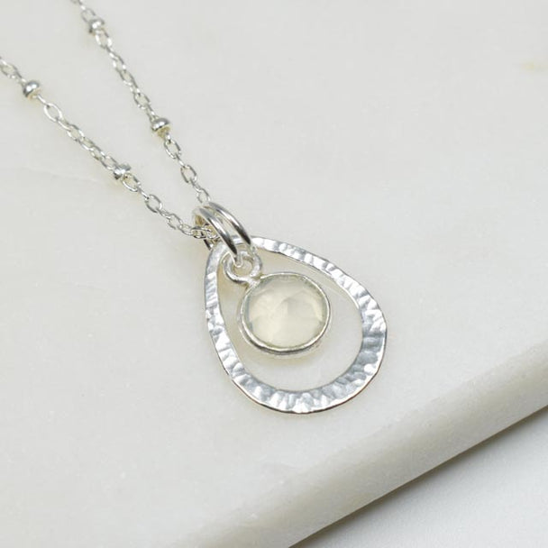 Opalite and Sterling Silver Pear Necklace