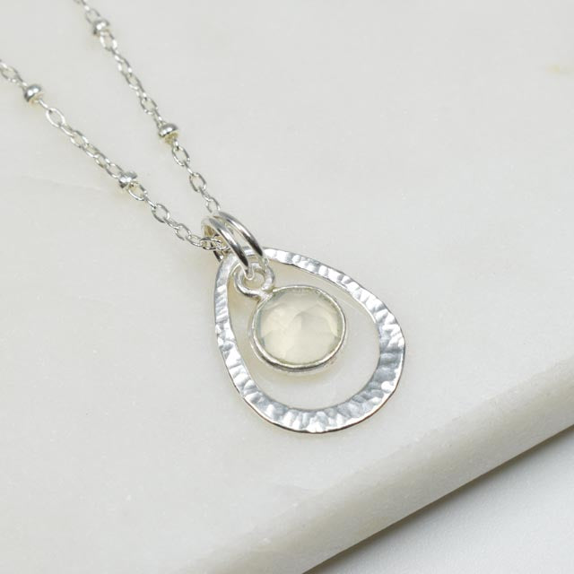 Opalite and Sterling Silver Pear Necklace