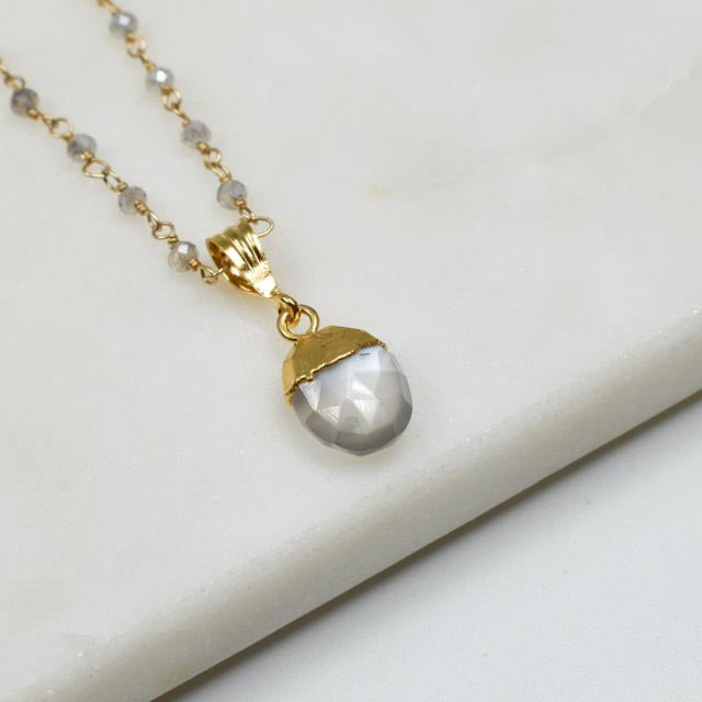 Moonstone & Gold Filled Beaded Necklace