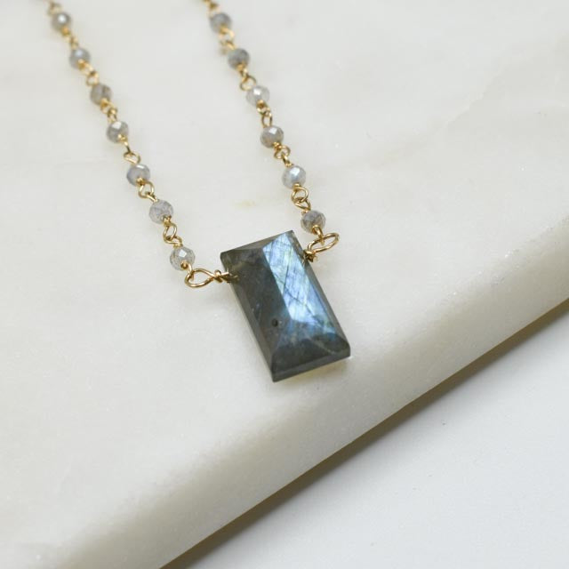 Labradorite& Gold Fill Beaded Necklace