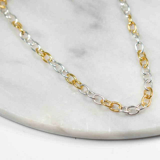 Gold Fill and Sterling Silver Oval Necklace