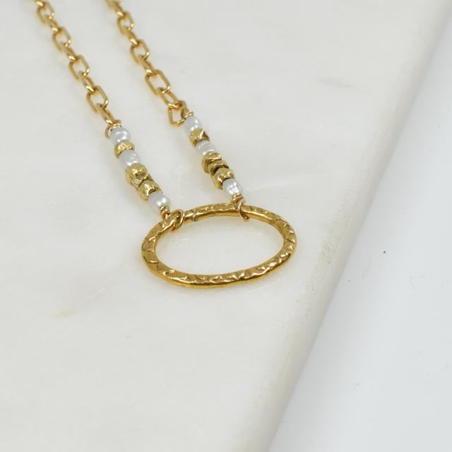 Seed Pearl & Gold Fill Nuggets Necklace