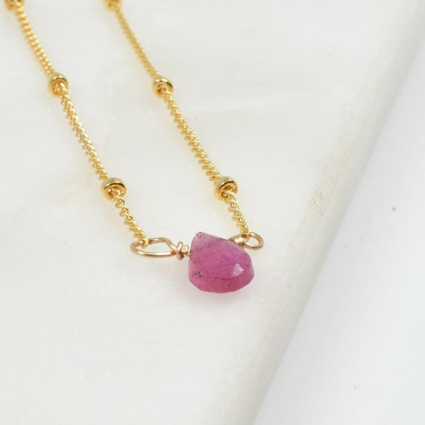 Dainty Ruby Gold Fill Necklace