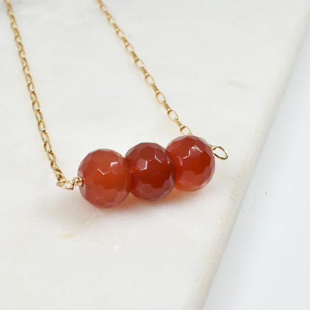 Triple Carnelian & Gold Fill Necklace