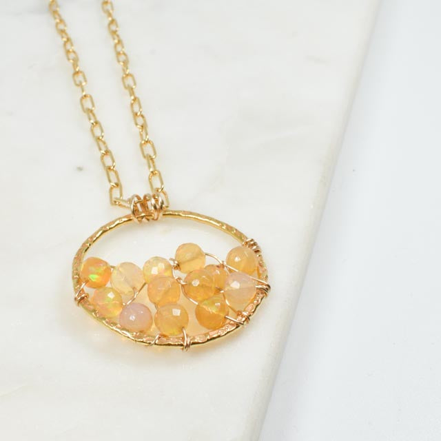 Ethiopian Opal & Gold Fill Paperclip Necklace