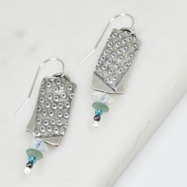 Moonstone and Ancient Roman Glass Earrings