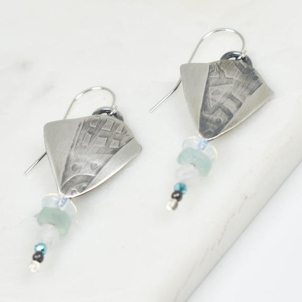 Moonstone and Ancient Roman Glass Earrings