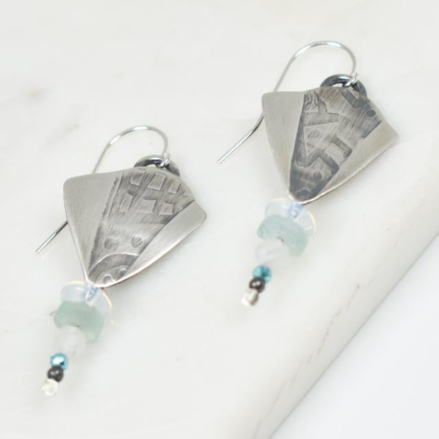 Moonstone and Ancient Roman Glass Earrings