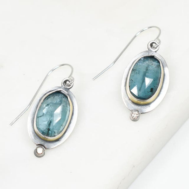 Kyanite and Lab Diamond Earrings