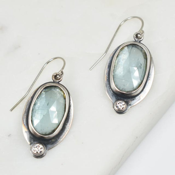 Kyanite and Lab Diamond Earrings