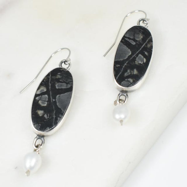 Jasper and Freshwater Pearl Earrings