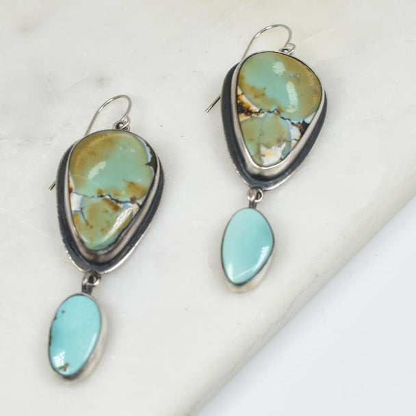 Snowflake and Hubei Turquoise Earrings