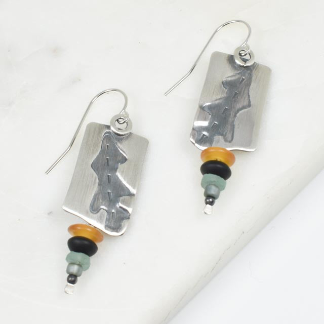 Onyx, Horn and Ancient Roman Glass Earrings