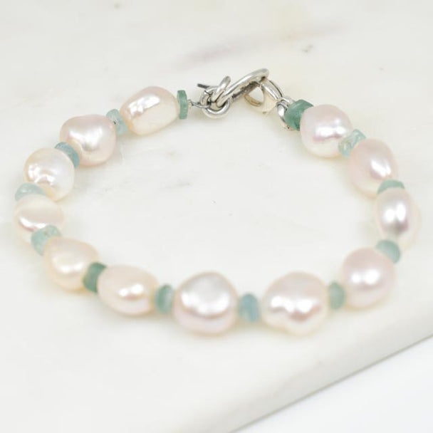 Baroque Pearl and Ancient Roman Glass Bracelet