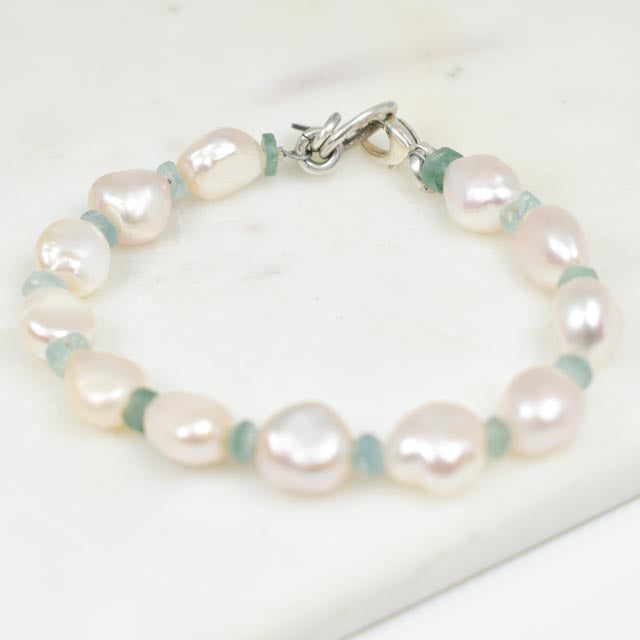 Baroque Pearl and Ancient Roman Glass Bracelet