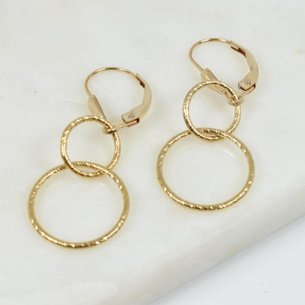 Gold Fill Dangle Circles Leverback Earrings