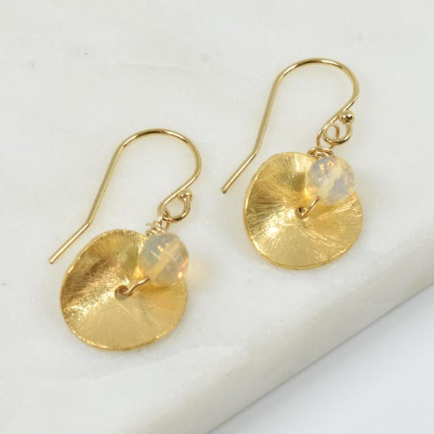 Ethiopian Opal and Gold Fill Disc Earrings