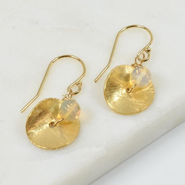 Ethiopian Opal and Gold Fill Disc Earrings