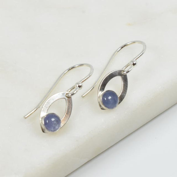 Chalcedony and Sterling Silver Marquis Earrings