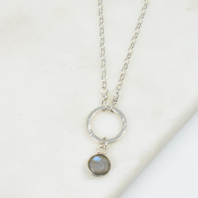 Labradorite and Sterling Silver Circle Necklace