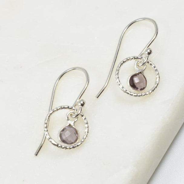 Dainty Amethyst and Sterling Silver Earrings