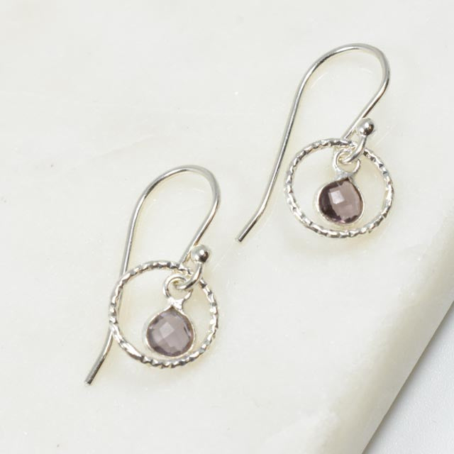 Dainty Amethyst and Sterling Silver Earrings