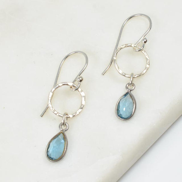 Teardrop Blue Topaz and Sterling Silver Earrings