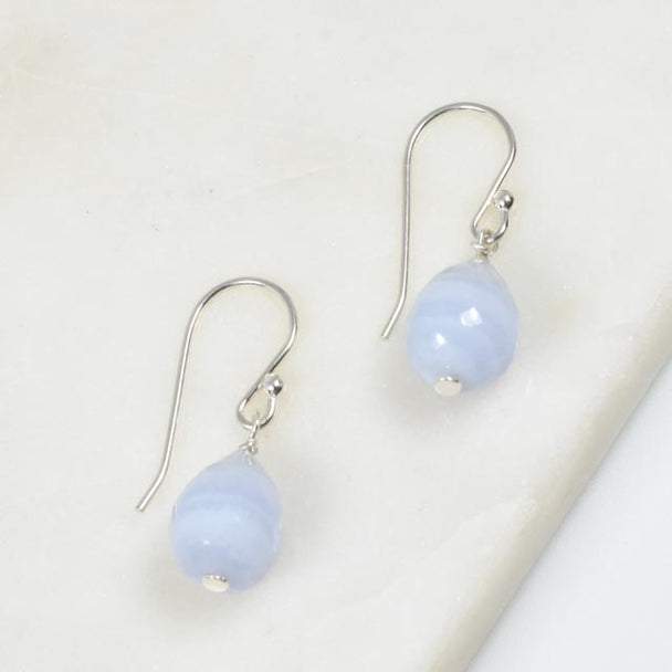 Blue Lace Agate Tear Drop Earrings