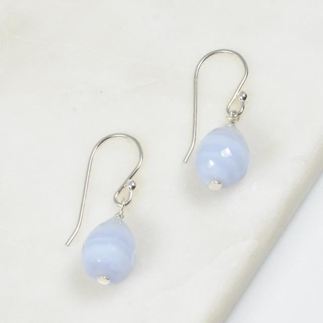 Blue Lace Agate Tear Drop Earrings