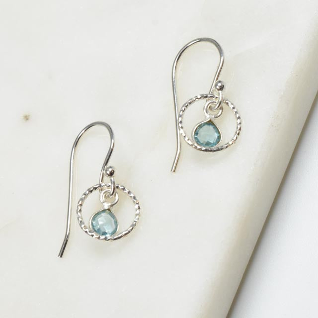 Dainty Blue Topaz and Sterling Silver Earrings