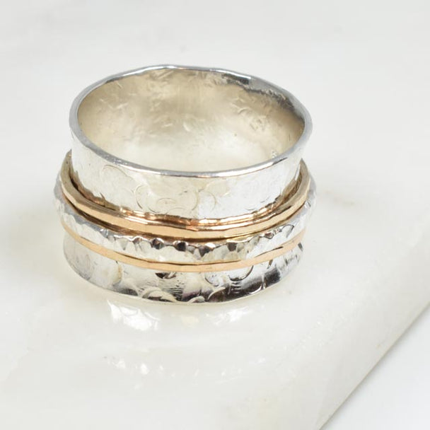 Circles Sterling Silver and Gold Fill Spinner Ring