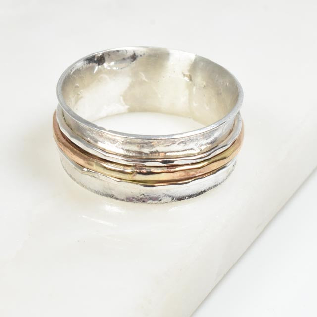 Sterling Silver and Gold Fill Spinner Ring