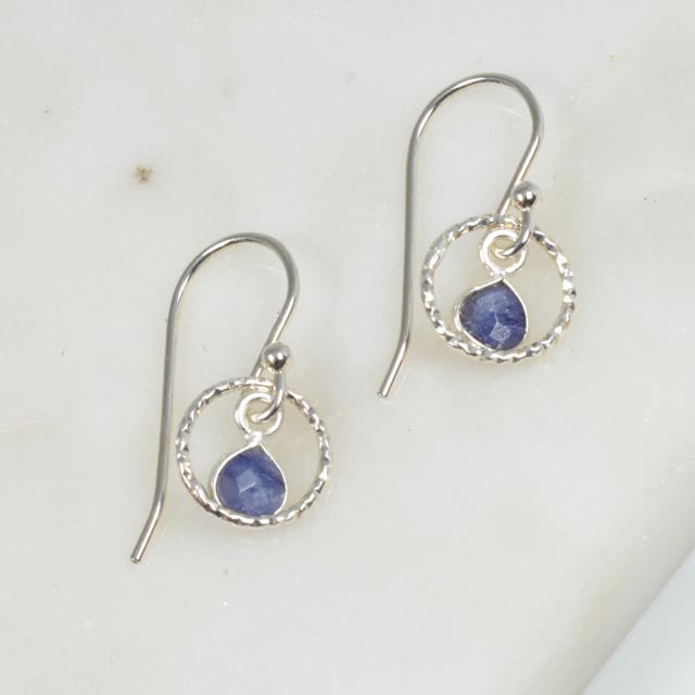 Dainty Sapphire and Sterling Silver Earrings
