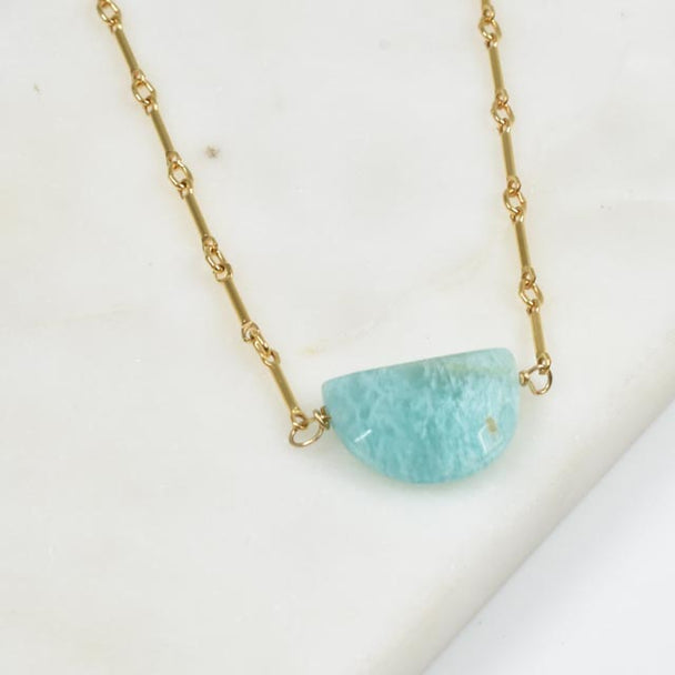 Half Moon Amazonite Gold Fill Necklace