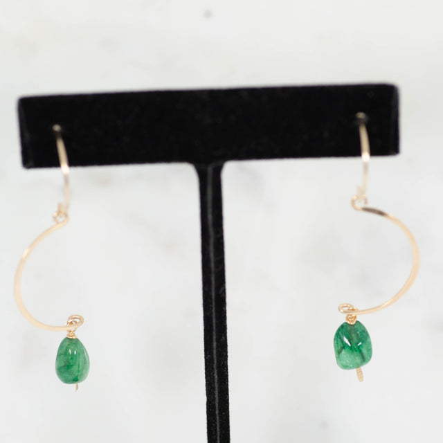 Large Emerald "C" Shaped Earrings