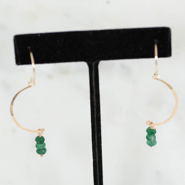 Emerald "C" Shaped Earrings