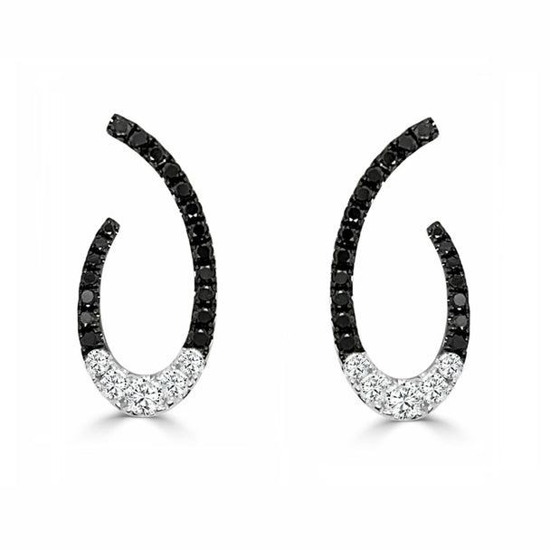 Black and White Diamond Hoop Earrings