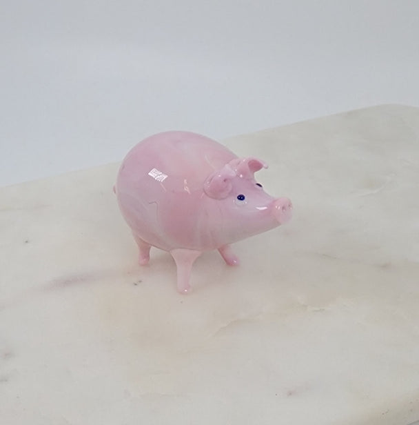 Miniature Pink Glass Pig