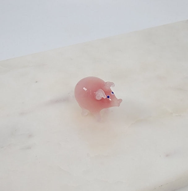 Miniature Pink Glass Piglet