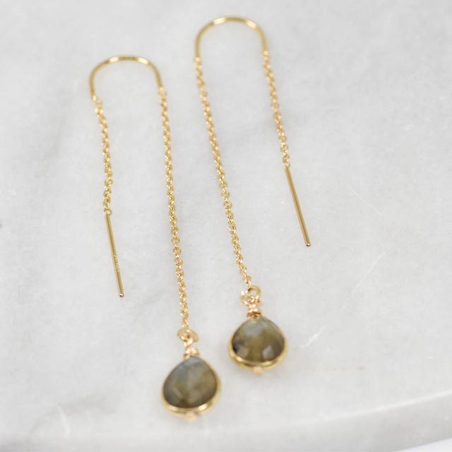 Labradorite Gold Fill Threader Earrings