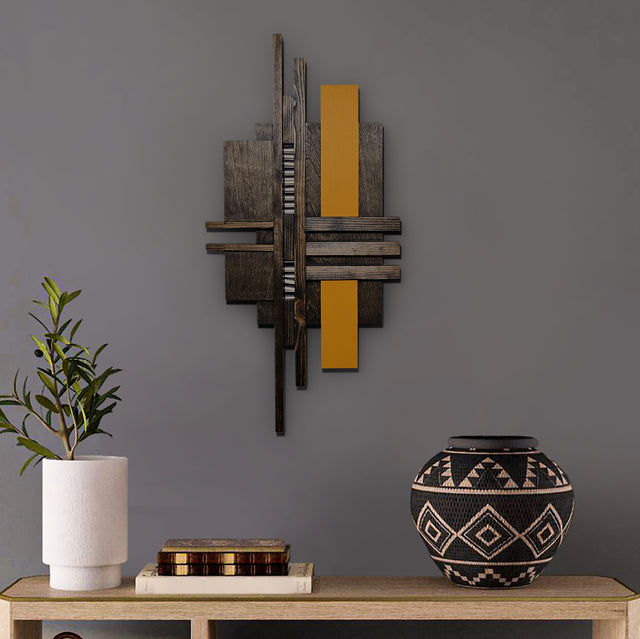 Medium Mustard Wood Wall Hanging