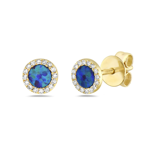 Australian Opal and Diamond Post Earrings