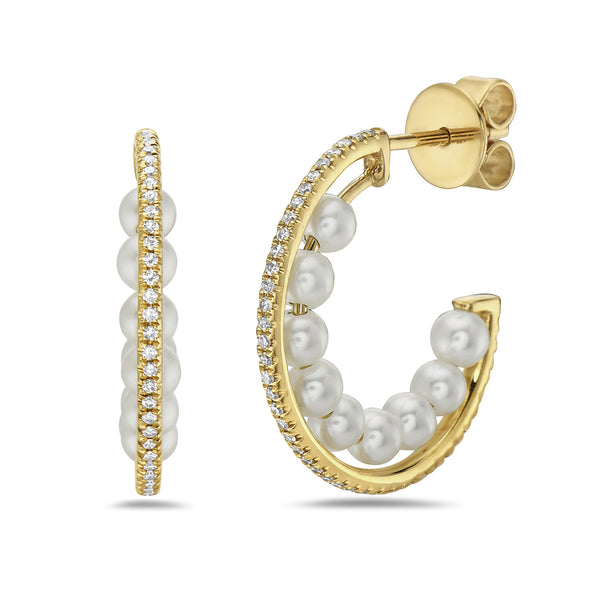 Pearl and Diamond Hoops