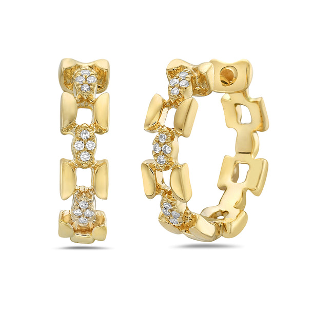 Gold and Diamond Chain Huggies