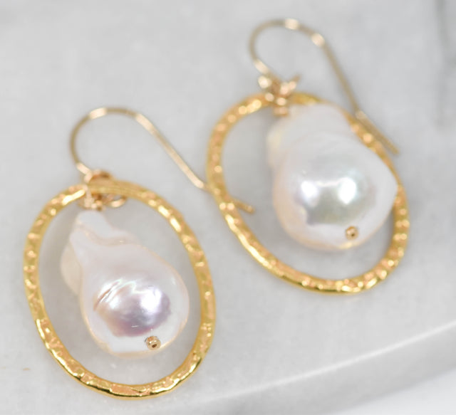 Baroque Pearl and Gold Earrings